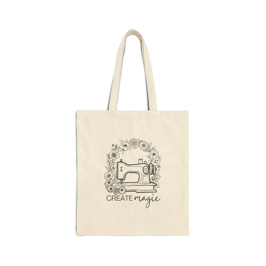 Create Magic Sewing Tote Bag - Eco-Friendly Cotton Canvas for Crafters & Creatives