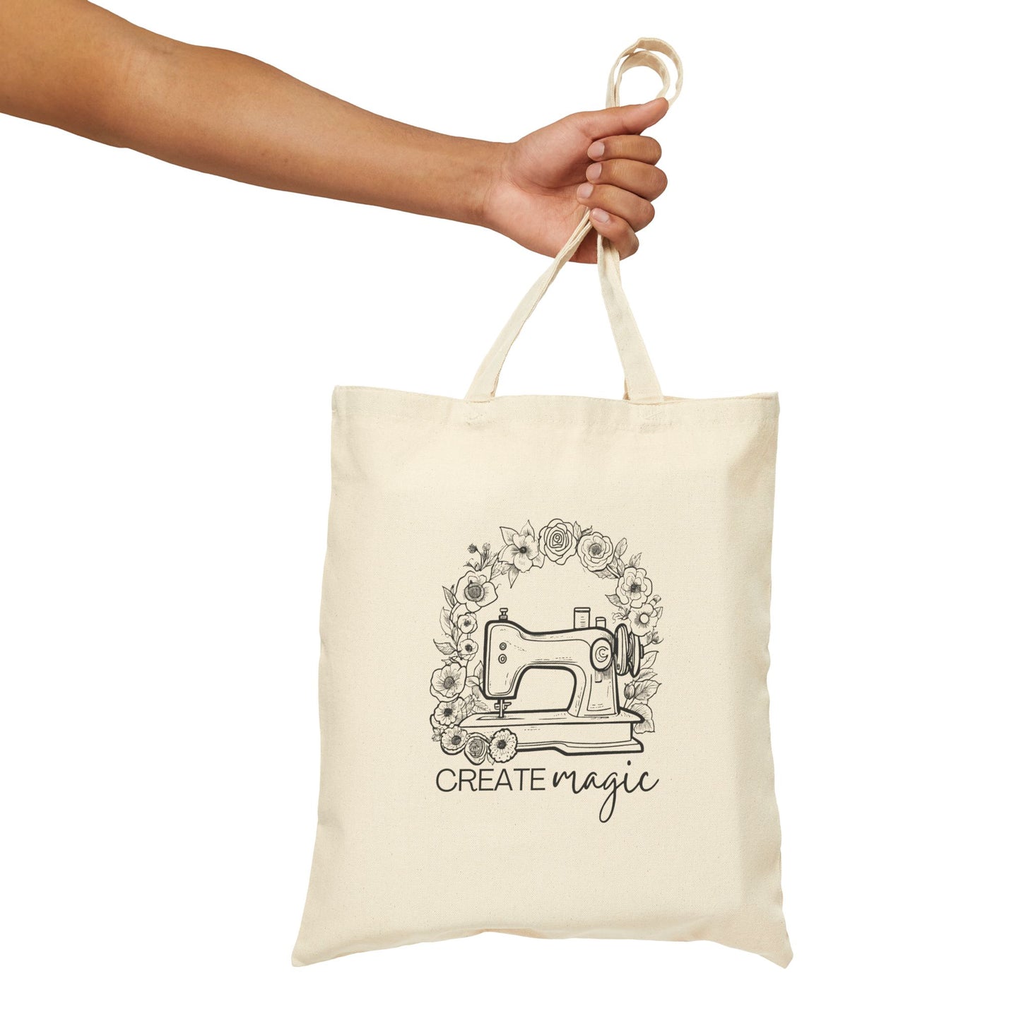 Create Magic Sewing Tote Bag - Eco-Friendly Cotton Canvas for Crafters & Creatives