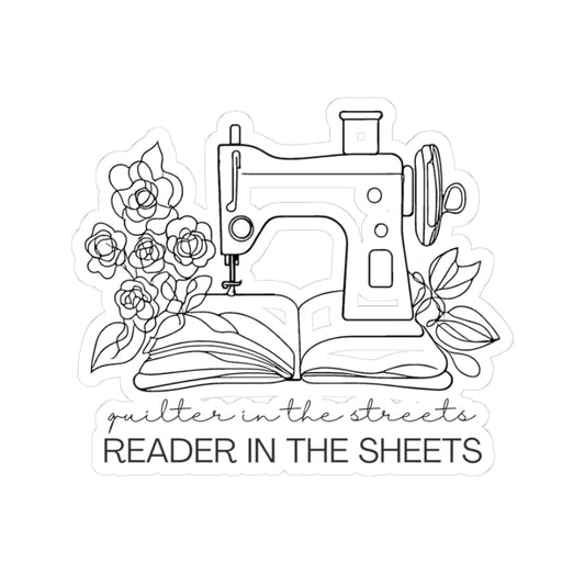 Quilt-Themed Kiss-Cut Stickers - "Reader in the Sheets" - Perfect for Craft Lovers