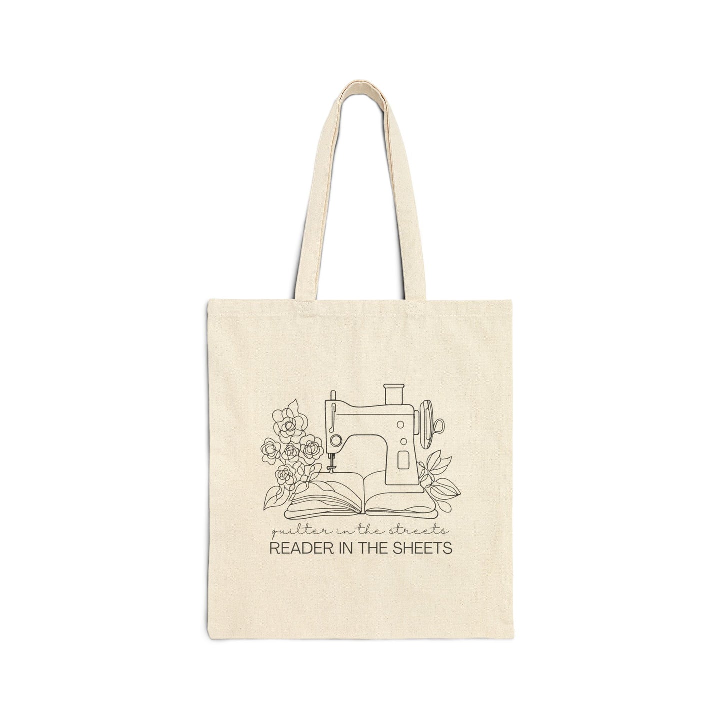 Reader in the Sheets Cotton Canvas Tote Bag - Perfect for Book Lovers and Sewing Enthusiasts