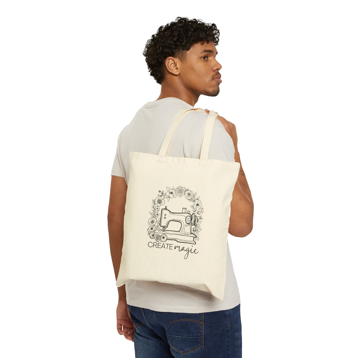 Create Magic Sewing Tote Bag - Eco-Friendly Cotton Canvas for Crafters & Creatives