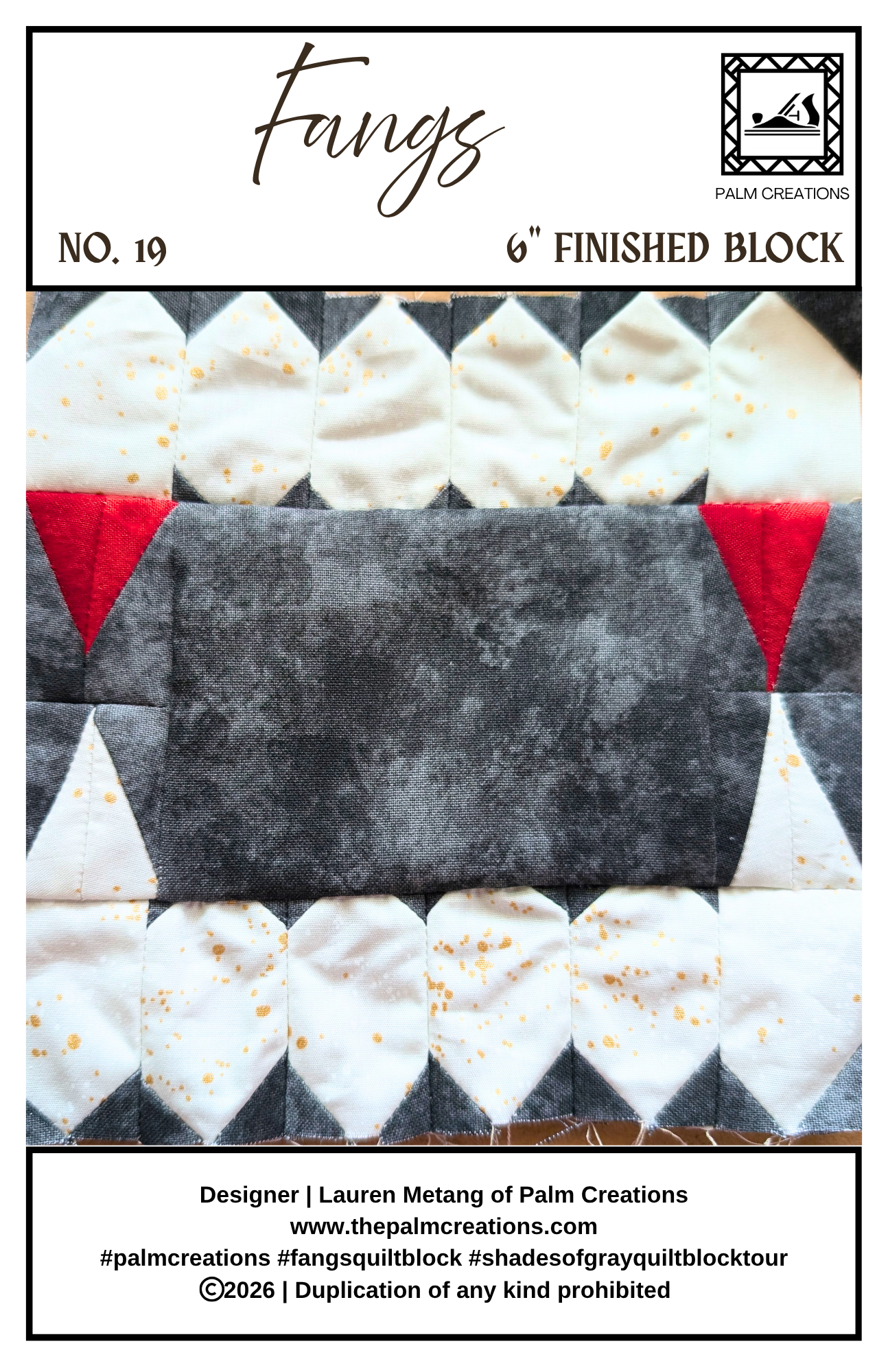 Fangs Quilt Block PDF Pattern