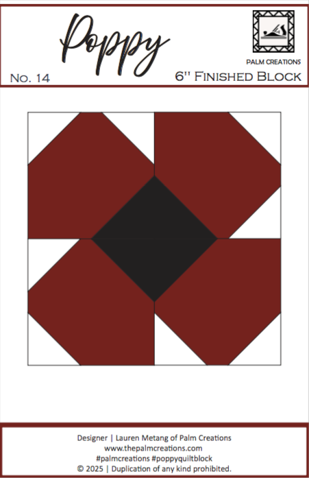 Poppy Quilt Block PDF Pattern