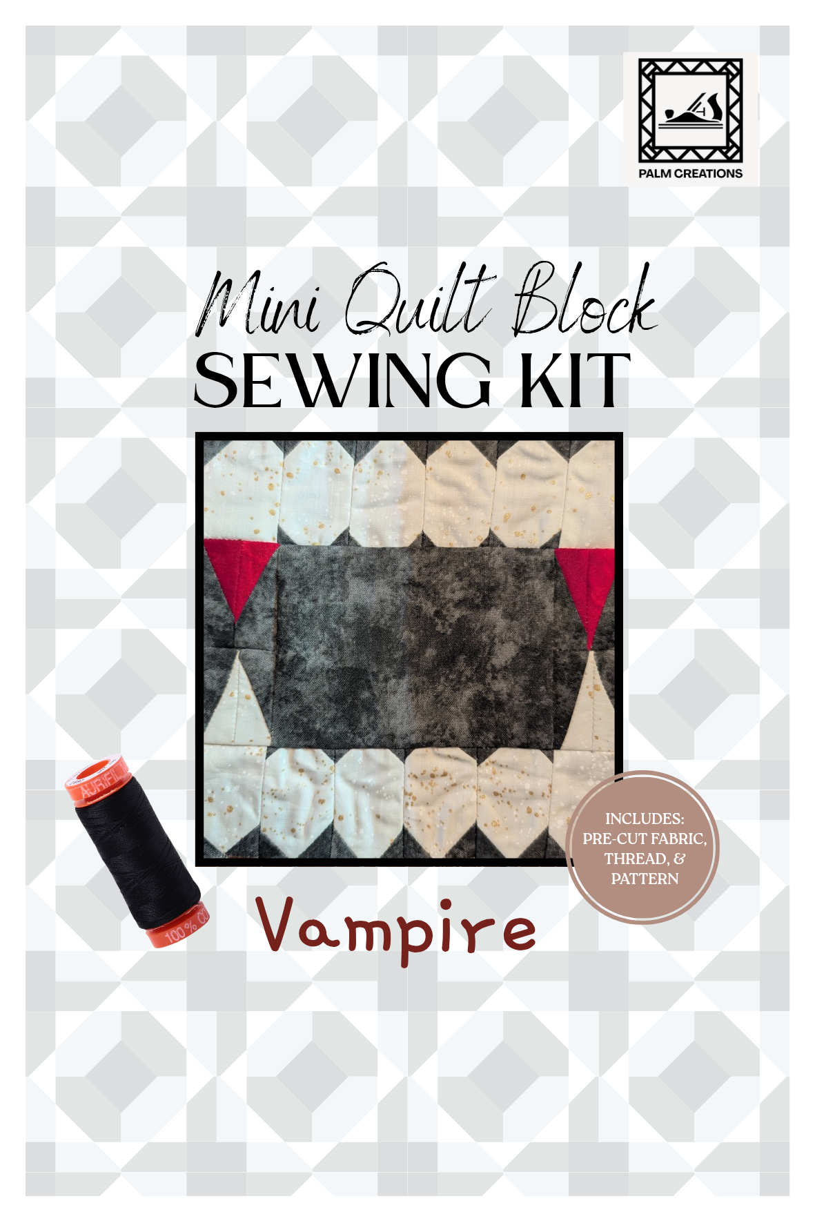 Mini Quilt Block Sewing Kit- Vampire