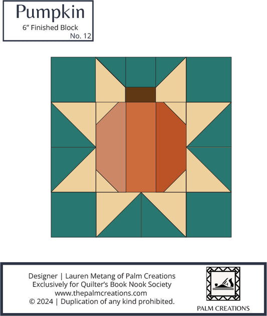 October Pumpkin Quilt Block PDF