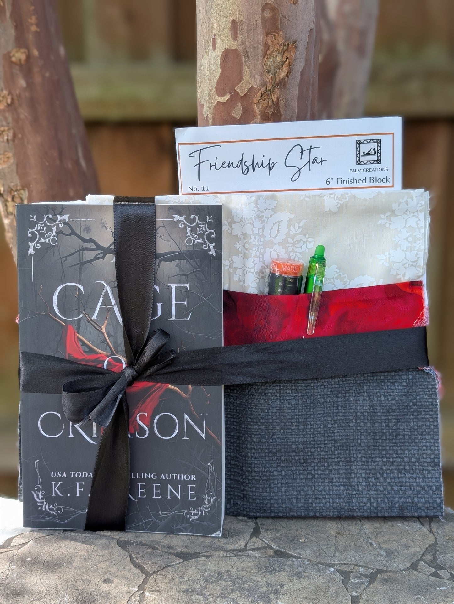 Book and Quilt Block Bundle- A Cage of Crimson- K.F. Breene