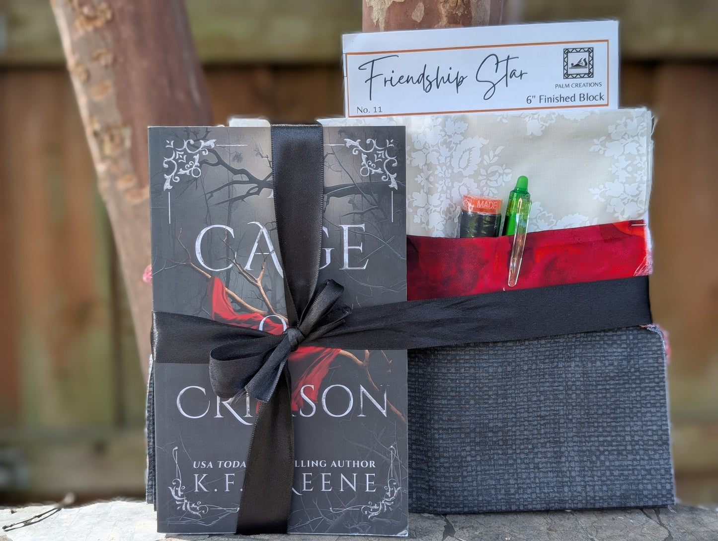 Book and Quilt Block Bundle- A Cage of Crimson- K.F. Breene