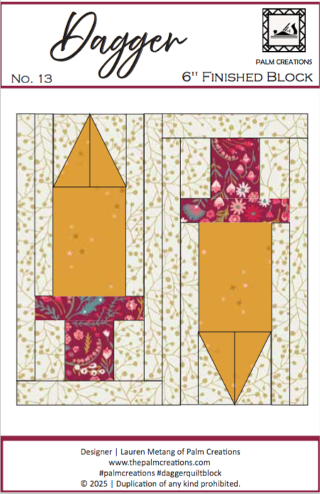Dagger Quilt Block Paper Pattern