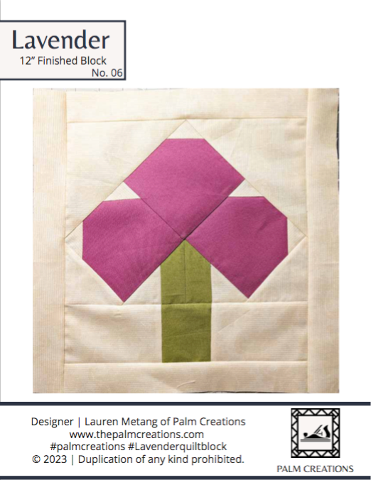 Lavender Quilt Block PDF Pattern