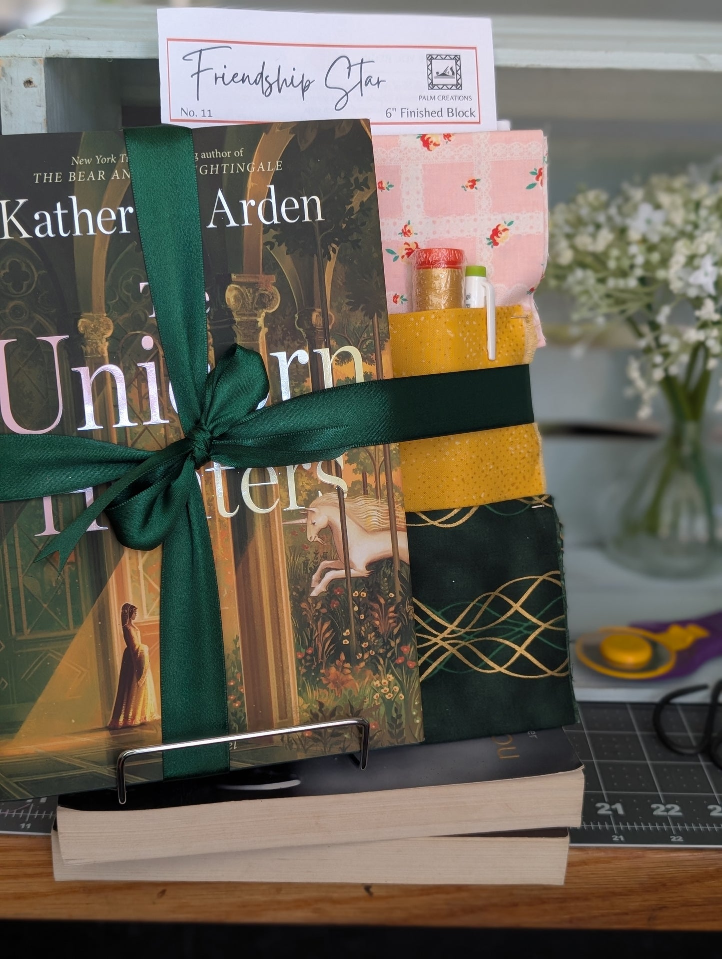 Book and Quilt Block Bundle- The Unicorn Hunters by Katherine Arden