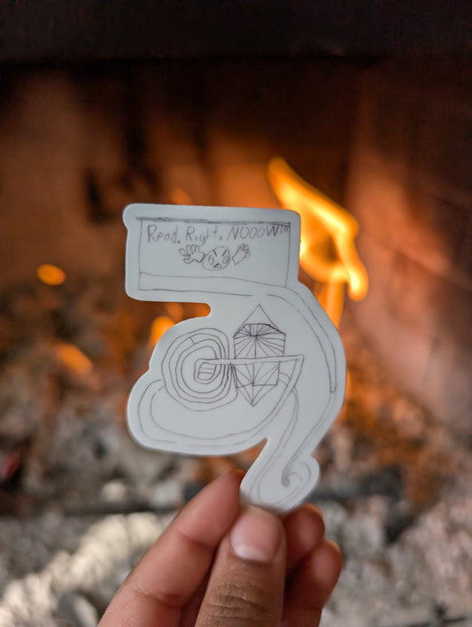 Read. Right. Now!!! Hand Drawn Sticker